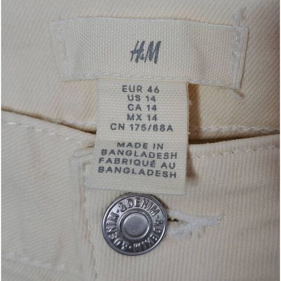 H&M Straight Leg High Waist Jeans in Cream size 14 - Picture 5 of 7